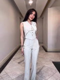 New Fashion Temperament Design Sense V-Neck Sleeveless Sexy Trousers Suit Woman