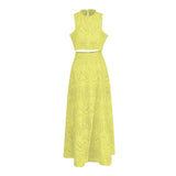 Holiday Wind 2025 New Round Collarless Bare Waist Vest High Waist Half-Dress Embroidered Two Sets Of Women