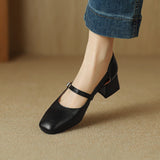 Size Size Mary Jane Shoes Hollow Coarse Sandals Women's Summer New Buckle With Heel Women's Shoes High Quality Shoes