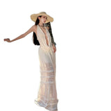 Pure Hottie Style V-Neck Hanging Neck Lift Sling Lace Skirt Two Sets