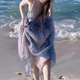 Vacation Loose Fairy Skirt 2025 Summer New Tea Break Gentle Pressure Folding Printing Butterfly Dress