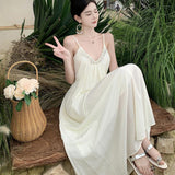 Temperament Niche Design V Tie Dress Pure Lusty Sexy Back Dress Woman