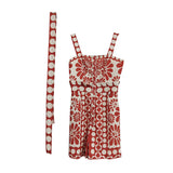 Casual Wind 2025 New Printed Sleeveless Button Tie With Short Broad Leg Jumpsuit Woman