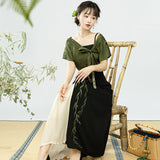 Design Liulu Green Chinese Style Improvement Han Elements Han Suit Women's Coat Sling Half Skirt Set 8705