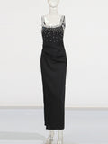 Temperament Sexy Dress 2025 Summer New Black Diamond Advanced Sensationaled Dresses
