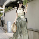 Early Morning Time Hanfu Women's Chinese Style Improve The Chinese Elements Of The New Chinese Top Skirt Dress Set 9548