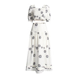 Retro Resort Style Two Sets Of 2025 Summer New Square Collar Bubble Sleeve Top High Waist Half-Dress Suit Woman