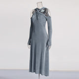 Temperament Elegant Wind 2025 Summer New Cross-Necked Shoulder Knot Design Dress Dress Woman