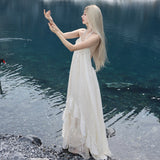 Stitching Dress Women's New V-Neck Bragy Beach Sling Skirt