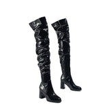 Boots 2025 Autumn High Boots Round Head Folded Thick And Black Over-Knee Pile Boots High Quality Shoes