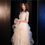 Dress Women 2025 New Banquet Dignified Atmospheric Elegant Champagne-Colored Host Year-End Dress Spring