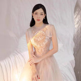2025 Champagne Dress Butterfly Embroidered Net Velvet Short Skirt Princess Dress