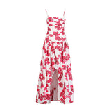 Printed Bosom Dress 2025 Summer New Fashion Pressure Folds Thin Sexy Open Fork Dress