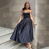 High-End Dress French Dress Sexy Hollow Sling Skirt Three-Dimensional Flower Long Dress