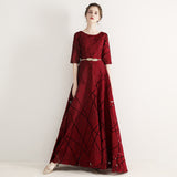 Dress 2025 New White Fashion Long Slim Slim Elegant Banquet Host Fashion Dress