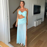 Belt Hollow Open Fork Dress Women's Solid Color Sexy Body Repair Chest High Waist Dress 8111 HZ0628