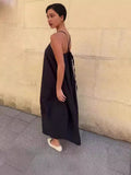 Summer New Fashion Leisure Sleeveless Solid Color Temperament Sling Dress