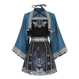 Pavilion Original Design Silver Bell Hanfu Women's Chinese Style Improvement Han Element Blouse Sling Half-Skirt Set 9262
