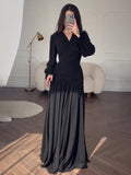 2025 New Design Chiffon Black Dress Woman
