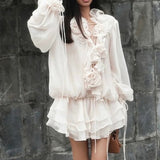 Goddess Fan French Lotus Leaf Side Dress Korean Sweet And Spicy Atmosphere Flower Lantern Sleeve Fairy Dress