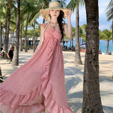 Neck Sleeveless Dress Dress Women Summer Niche Design Feeling Seaside Vacation Lotus Side Sling Skirt