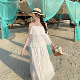 Wind Flower Sling Vest Women Summer New High-End Feel Holiday Wear Temperament Sweet Half Skirt Two-Piece