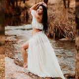 Women's Chiffon Up And Lower Split Suit Under The Fork Pregnant Photo Photography Drag Set 1247 Maternity