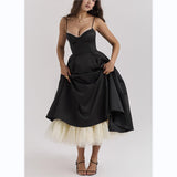 Women's New Sling V-Neck Sleeveless Dress Pony Skirt HZ0628