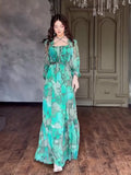 Summer Women's Fashion Fashion Printed Long Dress Elegant Dress With Long Sleeves
