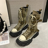 Thick Low Martin Boots Station To Do Old Retro Workwear High-Top Knight Boots Round Head Pine Cake Low Side Zipper Skin High Quality Shoes