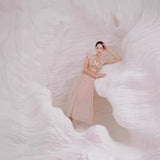 2025 Champagne Butterfly Flower Hollow Embroidery Dress Dress Dress 9010