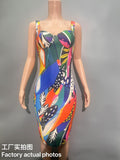 Body Print Sexy Slings With Thin Ass Dress Spice Girls High-Sensing Women's Temperament Dress