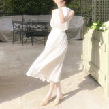 Hanging Neck Dress Set Spring And Summer Women's Clothing 2024 French Seaside Resort Beach Dress Chiffon Dress