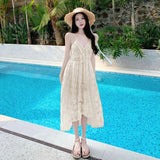 New Lace National Style Beach Dress Women's Summer Seaside Resort Style Sling Dress