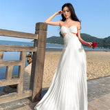 Dress Design Slenyi Empty Lumened Dress Women Summer Seaside Vacation Sling Dress