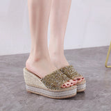 High Water Drill Slope In The Pine Shoes And The Summer Cool Slippers Waterproof Table Weaving High Heels Wear Thick Bottom Slippers High Quality Shoes