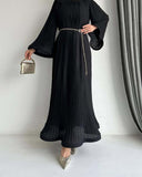 Muslim Folding Loose-Fashiony Sleek Solid-Colored Dress For Summer 2024