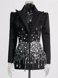 Suit Dress 2025 Spring New Famous Heavy Industry Water Drill Inlaid Decorative Design Dress