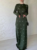 Autumn New Fashion Temperament Long-Sleeved Body Lotus Leaf Side A-Shaped Dress Dress