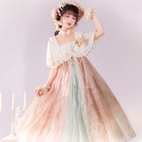 Mountain And River Into The Dream Of Hanfu Women's Chinese Style To Improve The Daily Han Element Jacket Sling Skirt Set Spring And Summer 6793