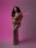 Drilled Pregnant Woman Photo Dress Shiny Big Diamond Glitter View Mesh Pregnant Woman Photography Dress Maternity