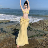 Hottie Sexy Dew Backpack Hip Skirt Cross Lotus Side Sling Skirt Female Atmosphere French Suit Dress