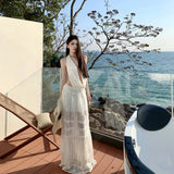 Pure Hottie Style V-Neck Hanging Neck Lift Sling Lace Skirt Two Sets