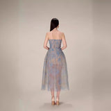 2025 Three-Dimensional Flower Lace Perspective Yarn Dress Dress Dress Dress Dress Woman