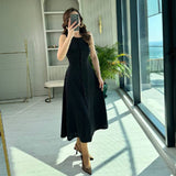 Summer New Women's Sleeveless Button Waist Temperament Fashion Dress Women HZ0628