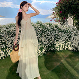 Atmosphere Feel Seaside Vacation Bra Hanging Neck Sling Suit Skirt Swing Flowing Long Skirt