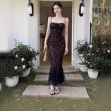 Style Lace Tied Fishtail Dress Summer Temperament Fashion Style Art Style Slinging Dress JY23745 DJPT