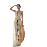 Tourism Holiday Wear Design Atmosphere Folded Neck Vest Half-Dress Suit