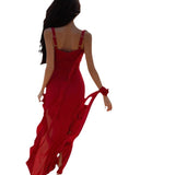 Girls Slim Skinny Irregular Sheaf Sling Chiffon Skirt Maldives Beach Seaside Dress