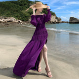 High-End Feel Shoulder-To-Shoulder Holiday Skirt Women's Summer Sexy Waist A-Shaped Long Skirt Thai Beach Skirt